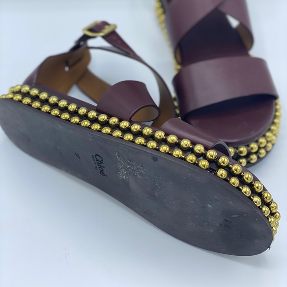 Chloe brown/gold sandals - size 7 (37) - Picture 2 of 4